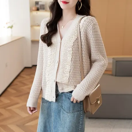 早秋针织开衫女装2023新款爆款宽松毛衣外套女春秋款减龄上衣洋气图片