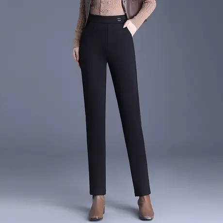 黑色加绒小脚裤女秋冬2023新款高腰显瘦职业烟管裤休闲长裤铅笔裤商品大图