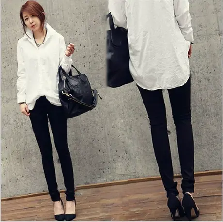 高腰外穿打底裤2024韩版新款春夏季黑色长裤子学生小脚铅笔裤女潮图片