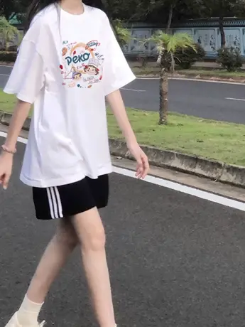 白色仿棉短袖t恤女2023新款欧货夏季小众设计感独特超好看上衣服商品大图