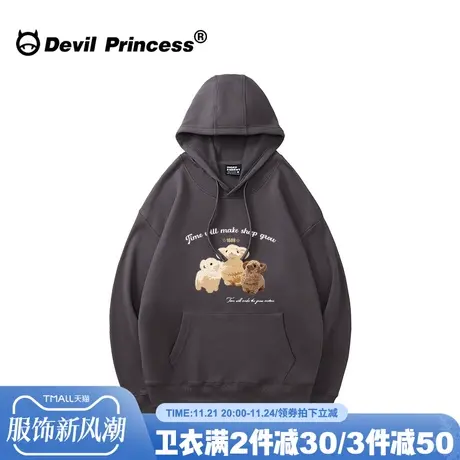 ulzzang可爱风卡通印花深灰色套头卫衣女宽松小众早秋薄款上衣潮图片