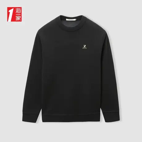 海一家宽松休闲毛衣2023冬季新款舒适圆领加绒保暖长袖针织衫男商品大图