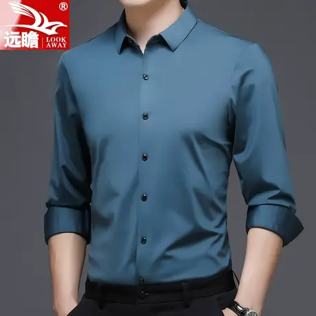 春秋季男士潮流长袖衬衫男2022新款时尚外套打底百搭帅气修身衬衣图片