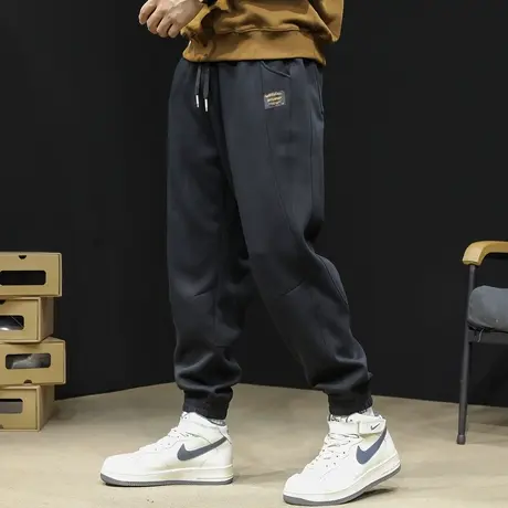 运动裤男士秋冬款宽松大码2023新款休闲黑色裤子束脚卫裤秋季男裤商品大图