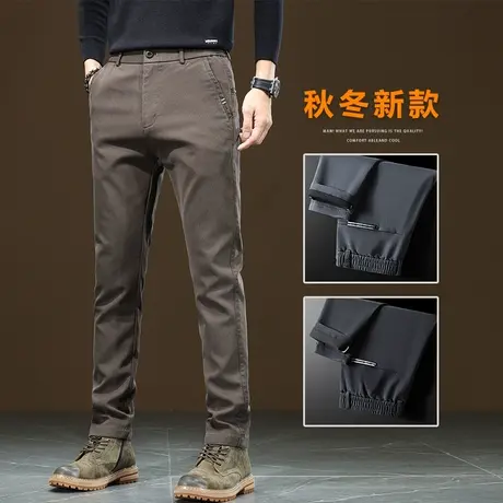 男士2024新款外穿弹力小直筒休闲裤子秋冬季男款商务职业正装西裤商品大图
