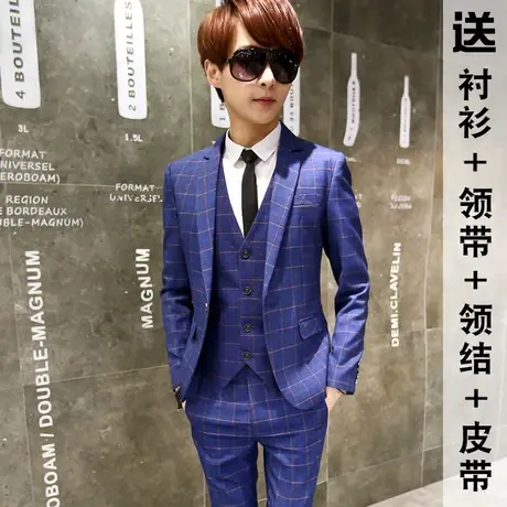 青少年男士小西服套装韩版修身西装三件套婚礼新郎伴郎礼服潮学生商品大图