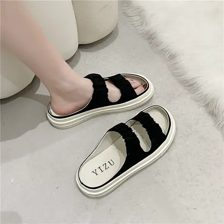 爆款半拖鞋网红帆布女夏ins潮2024新款韩版外穿懒人休闲凉拖时尚商品大图