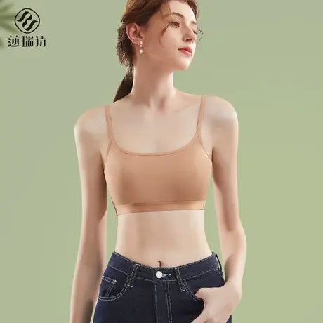 美背吊带内衣女小背心式文胸无钢圈免穿聚拢性感裹胸一字美背抹胸商品大图