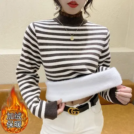 半高领加绒加厚毛衣女秋冬内搭2023年新款爆款一体绒加厚内搭冬装商品大图
