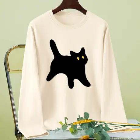 长袖t恤女春装2024年新款女装春秋宽松纯棉内搭打底衫正肩上衣服图片