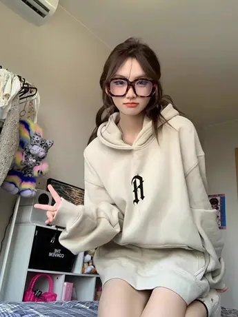 连帽卫衣外套女秋冬加绒加厚2024新款大码宽松高级感美式复古上衣商品大图