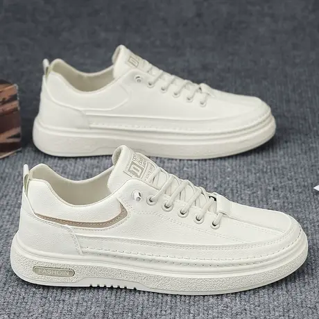 男鞋春夏季潮流百搭皮面板鞋男士2024新款运动休闲皮鞋一脚蹬潮鞋商品大图