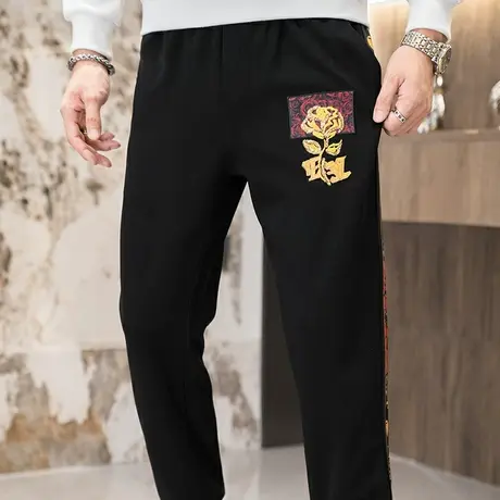 2023秋冬新款男士棉休闲裤个性潮流卫衣裤运动裤九分裤男装长裤子商品大图