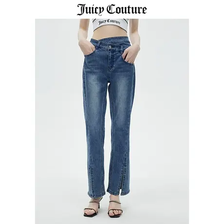 Juicy Couture橘滋牛仔裤女2023春季新款百搭高腰开衩微喇休闲裤商品大图