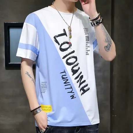 夏季2023新款短袖T恤男士韩版潮流宽松男装上衣服潮牌半袖体恤ins商品大图