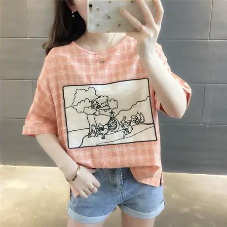 贴布短袖T恤女装夏季宽松半袖上衣2023夏装新款百搭女装上衣女潮图片