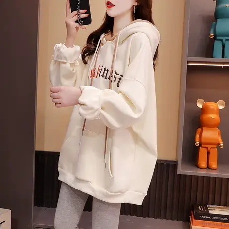 加绒加厚连帽卫衣女2023新款秋冬爆款洋气宽松设计感oversize外套图片