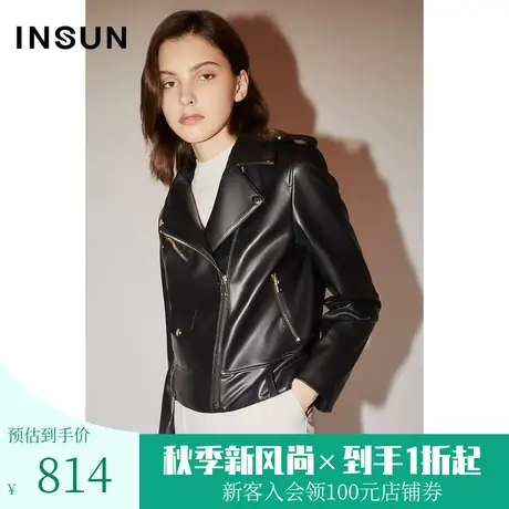 恩裳COVER秋季时尚机车皮衣柔软羊皮透气简约百搭短外套商品大图