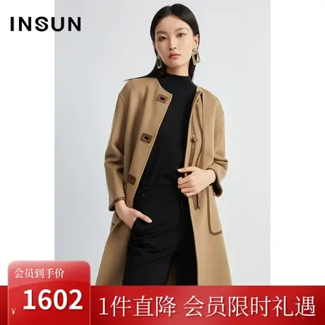 恩裳2022冬季保暖舒适羊毛双面呢优雅气质型毛呢外套商品大图