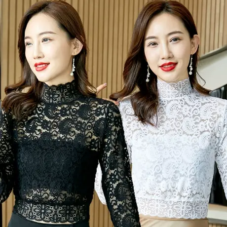 芙黛怡早秋蕾丝打底衫洋气内搭2022新款长袖韩版时尚上衣女假领子图片