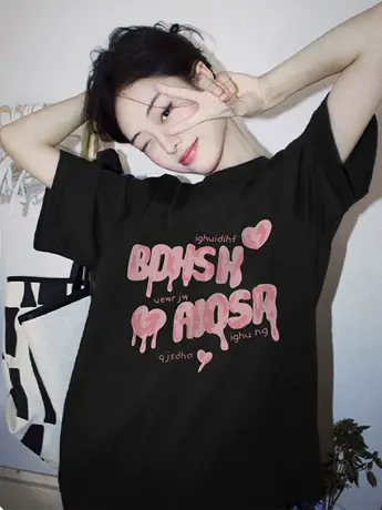 纯棉重磅短袖t恤女夏季2023新款美式复古潮牌设计感小众宽松上衣商品大图