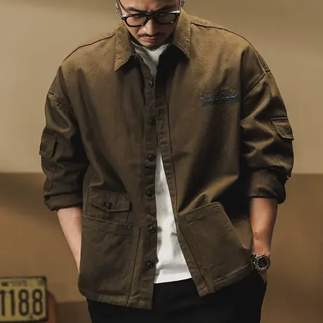 外套男春秋百搭长袖工装衬衫休闲春秋季男装外套时尚衬衣图片