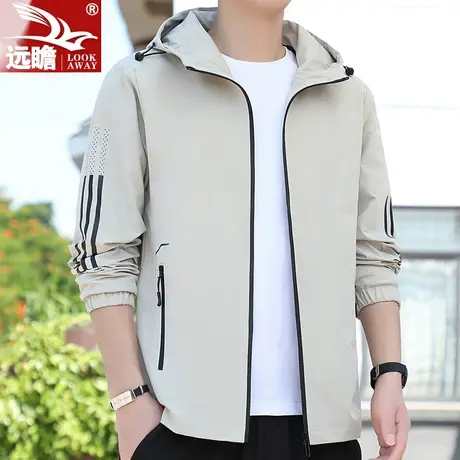 男士外套春秋季休闲运动风衣2023新款潮牌宽松连帽夹克男装上衣服商品大图