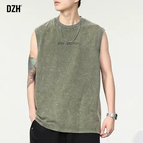 男士美式水洗背心男全棉吸汗无袖男t恤夏季运动健身显肌肉坎肩潮图片