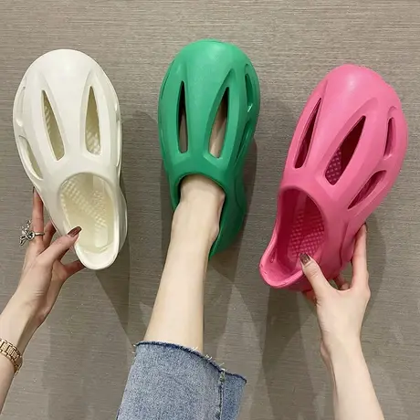 洞洞鞋女夏季外穿网红时尚镂空踩屎感厚底凉鞋防滑包头沙滩凉拖鞋商品大图
