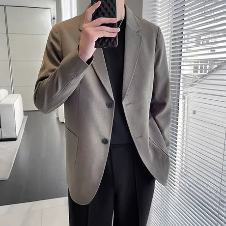 韩系男生OOTD春季薄款西服简约通勤风外套潮流痞帅休闲宽松小西装图片