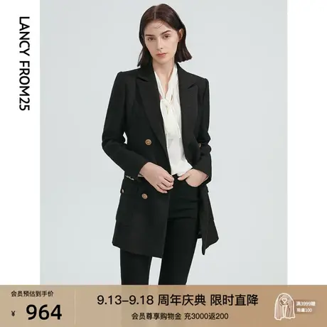 朗姿羊毛修身气质高级感黑色通勤职业西装外套秋新款西服女高级感商品大图