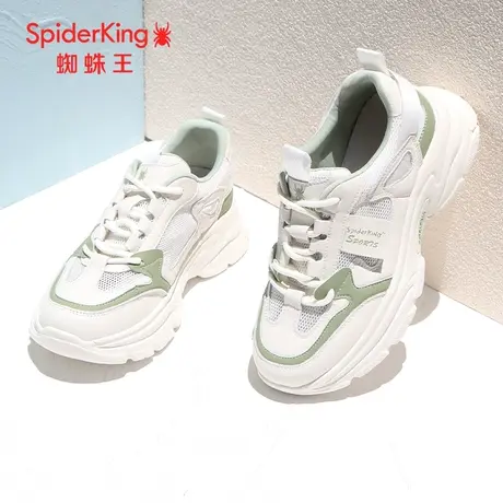 SPIDER KING/蜘蛛王老爹鞋女真皮2023夏商场新款休闲鞋女网面厚底图片