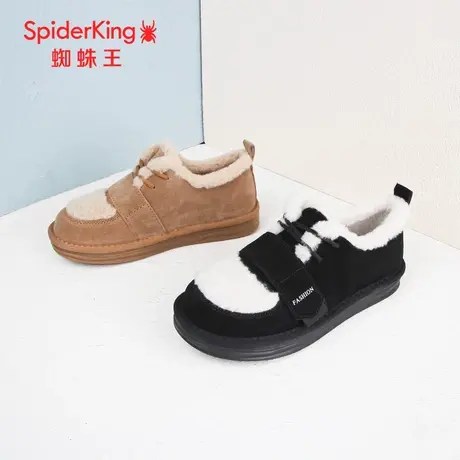 SPIDER KING/蜘蛛王雪地靴女2023冬商场新款棉厚绒低帮魔术贴保暖商品大图
