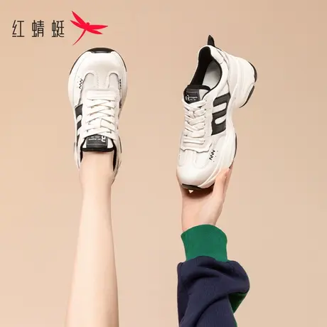 红蜻蜓老爹鞋女2023夏季新款百搭透气小白鞋厚底复古显脚小运动鞋商品大图