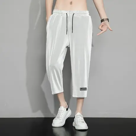 冰丝7七分裤男士夏季薄款运动休闲短裤男款沙滩8八分裤宽松中裤子商品大图