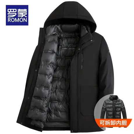 罗蒙中老年爸爸装棉衣男士冬季加厚保暖2023新款内胆连帽可拆棉服图片