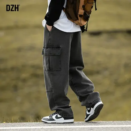 男士工装牛仔裤男宽松直筒秋季休闲裤子2023新款垂感直筒裤牛子裤图片