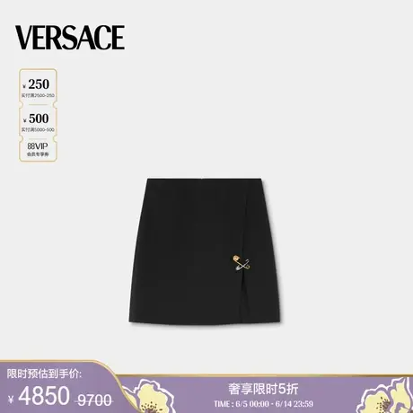 【季末优惠】VERSACE/范思哲 女士Safety Pin A字羊毛迷你裙图片