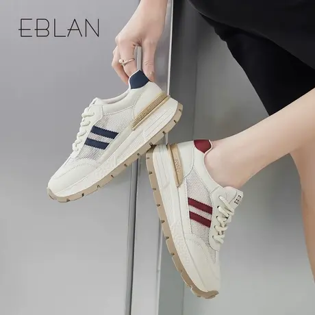 EBLAN/伊伴网面透气华夫鞋女2025夏季新款休闲鞋子厚底增高运动鞋图片