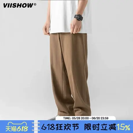 VIISHOW黑色休闲裤男2025春季新款运动直筒裤潮牌百搭宽松长裤子商品大图