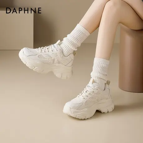 达芙妮厚底老爹鞋女款2025春季新款增高小白鞋网面透气百搭运动鞋商品大图