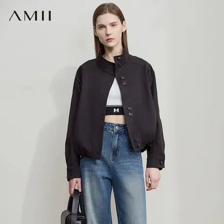 AMII【日系极简风】2025秋简约日系风宽松休闲夹克秋装女上衣外套商品大图