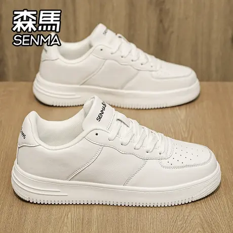 森马男鞋春季潮牌百搭低帮休闲板鞋学生运动厚底增高空军小白潮鞋商品大图