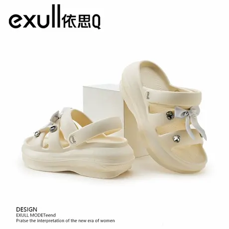 exull/依思Q厚底凉拖鞋女夏季新款时尚增高凉鞋女软底防滑沙滩鞋图片