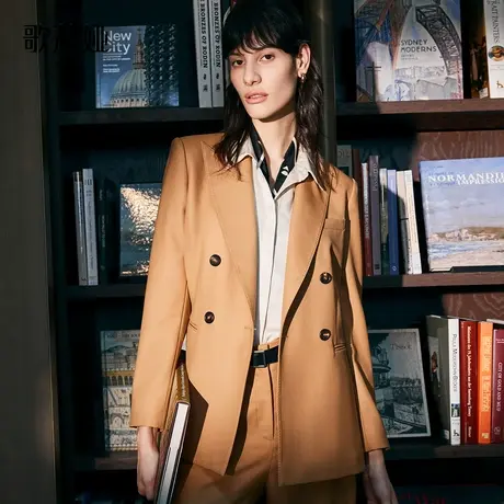 歌莉娅西装外套女装2023秋季新款精纺羊毛职业西服上衣1B8L6M480图片