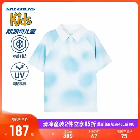 Skechers斯凯奇童装男童针织短袖POLO衫儿童夏季户外休闲运动上衣商品大图
