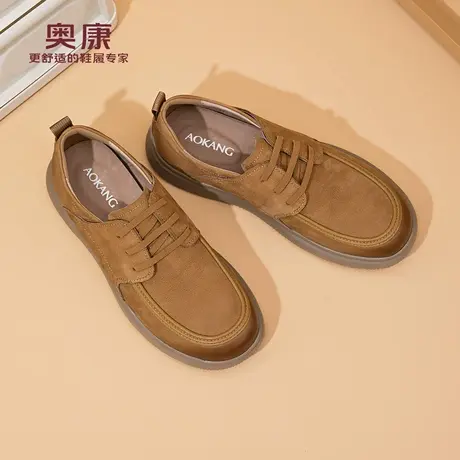 奥康 男鞋2025秋季新款休闲皮鞋舒适休闲勃肯鞋工装鞋真皮袋鼠鞋N商品大图