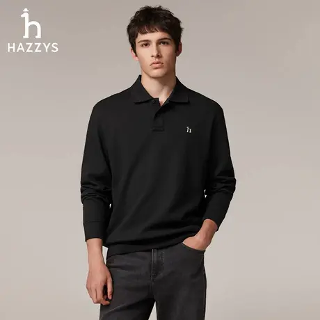 Hazzys哈吉斯奥莱秋季男装长袖T恤男士休闲翻领polo衫潮通勤上衣图片