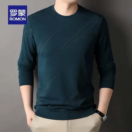 罗蒙男士休闲圆领长袖卫衣2025秋季新款时尚百搭舒适宽松简约上衣图片