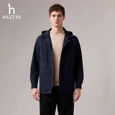 【商场同款】HAZZYS哈吉斯2025秋季新品男装休闲通勤风衣外套上衣商品大图